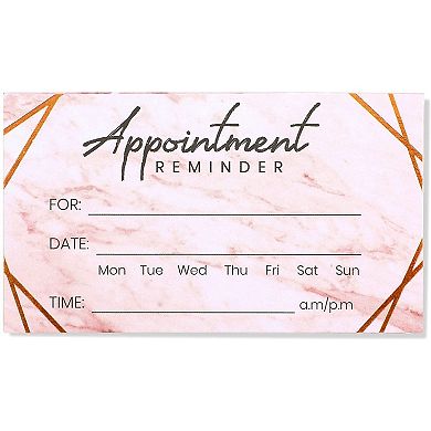 Appointment Reminder Cards, Marble And Rose Gold Foil Design (100 Pcs)