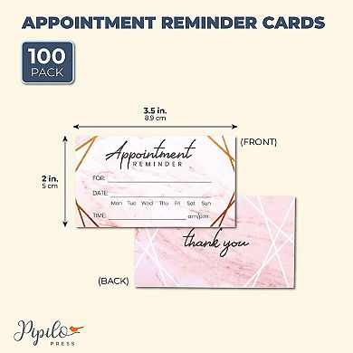 Appointment Reminder Cards, Marble And Rose Gold Foil Design (100 Pcs)