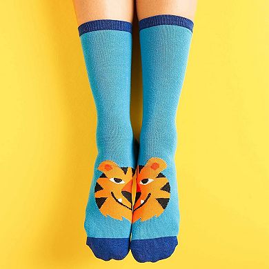 7 Pair Women's Cotton Animal Design Crew Socks With 7 Assorted Design For Unisex