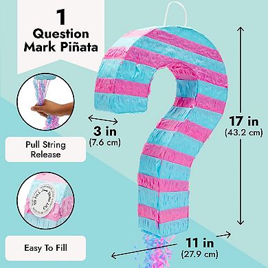 Pull String Gender Reveal Question Mark Pinata, Boy Or Girl Baby Shower, 17 X 11