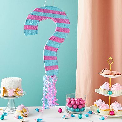 Pull String Gender Reveal Question Mark Pinata, Boy Or Girl Baby Shower, 17 X 11