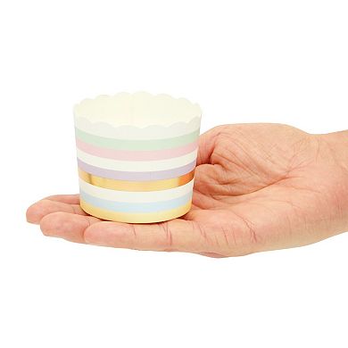 50-pack Striped Cupcake Liners, Pastel Paper Baking Cups For Muffins, 2.2 In