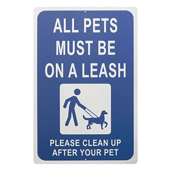 Aluminum Please Clean Up After Your Dog Sign, 18x12 in Blue