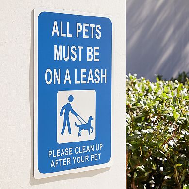 Aluminum Please Clean Up After Your Dog Sign, 18x12 In, Blue