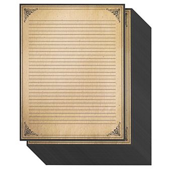 96 Sheets Vintage Lined Paper With Antique Border For Writing Letters, 8.5 X 11"