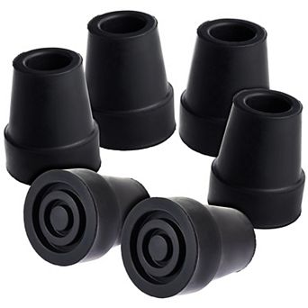 6 pc 3/4" Black Rubber Replacement Tip Cap For Hiking Stick, Cane, Walker