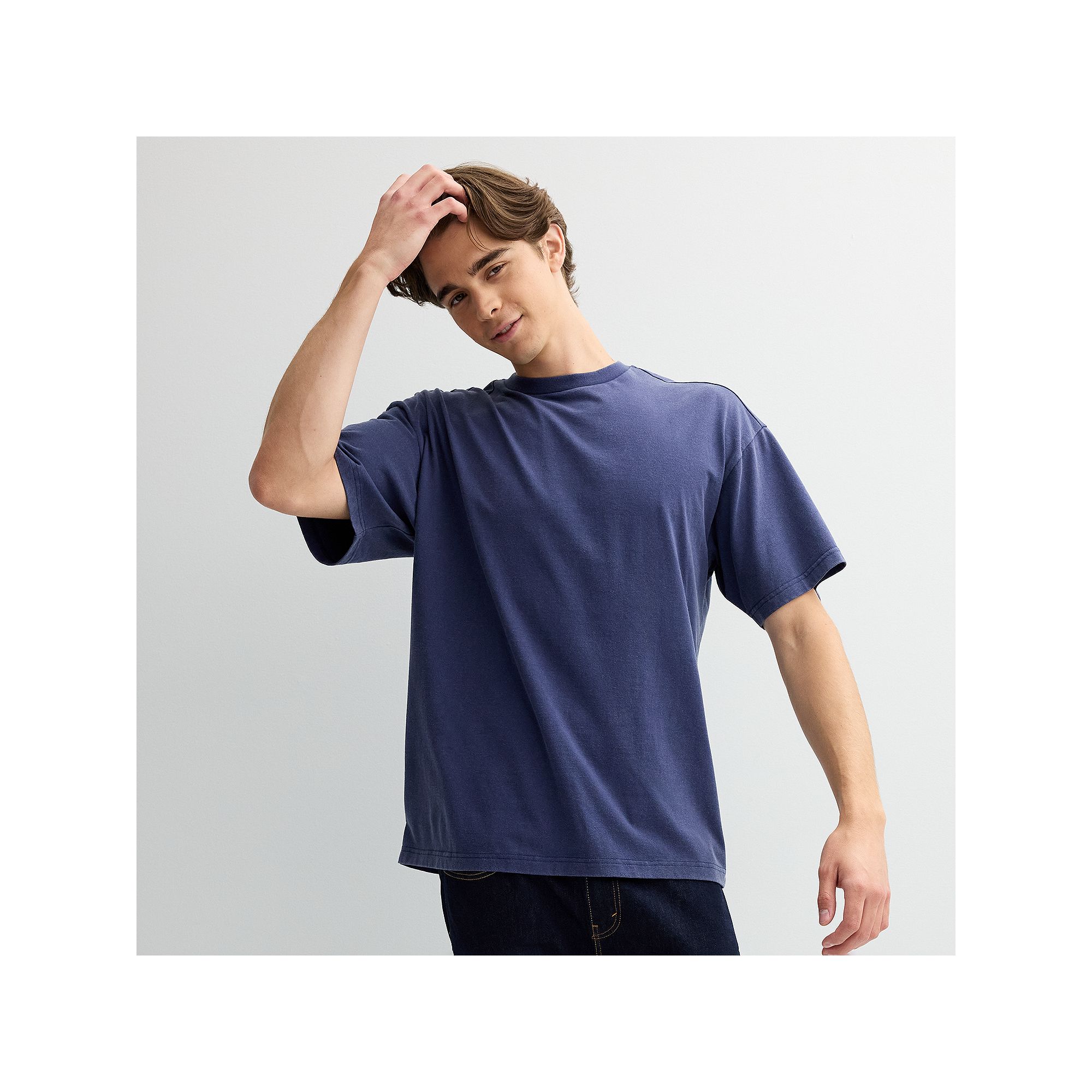 Mens Hollywood Short Sleeve Oversized Tee, Size: Large, Mineral Wash Blue