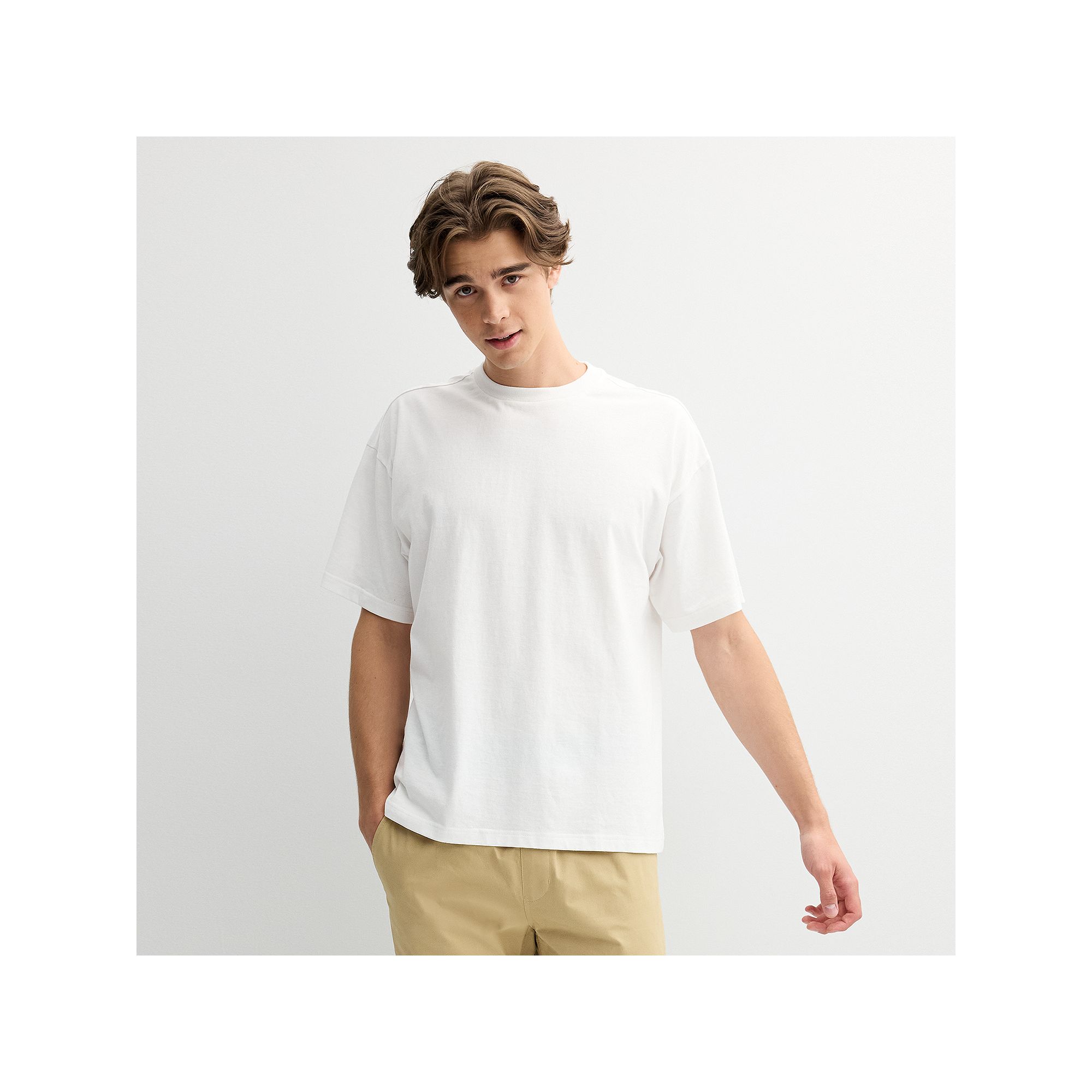 Mens Hollywood Short Sleeve Oversized Tee, Size: Large, White