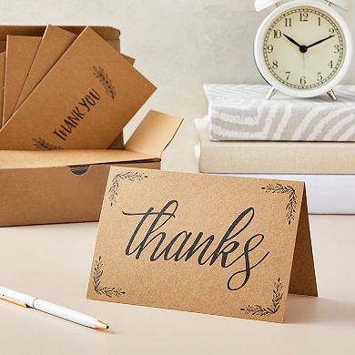 36 Pack Rustic Kraft Paper Material Thank You Cards With Envelopes, 4 X 6 In