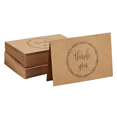 36 Pack Rustic Kraft Paper Material Thank You Cards With Envelopes, 4 X 6 In