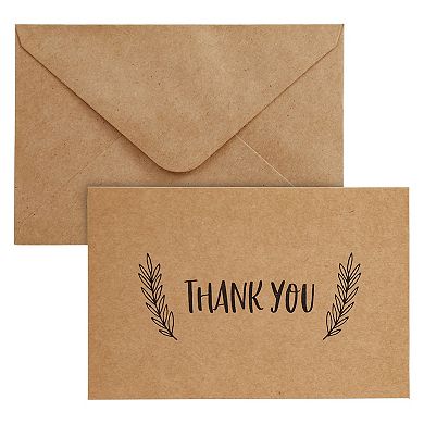 36 Pack Rustic Kraft Paper Material Thank You Cards With Envelopes, 4 X 6 In