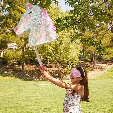 Unicorn Pinata Kit With Blindfold And Stick For Girls Birthday, 14 X 20 X 5"