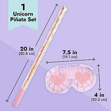 Unicorn Pinata Kit With Blindfold And Stick For Girls Birthday, 14 X 20 X 5"
