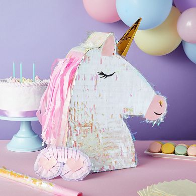 Unicorn Pinata Kit With Blindfold And Stick For Girls Birthday, 14 X 20 X 5"