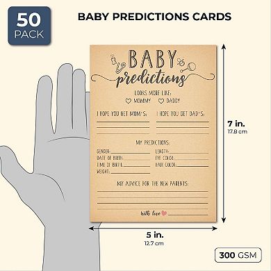 50-sheets Baby Shower Prediction And Advice Cards For Parents To Be, 5x7 In