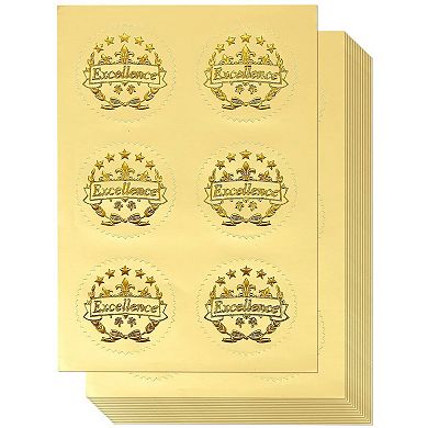 96 Excellence Star Stickers Gold Certificate Seals For Award Certificates 1.7"