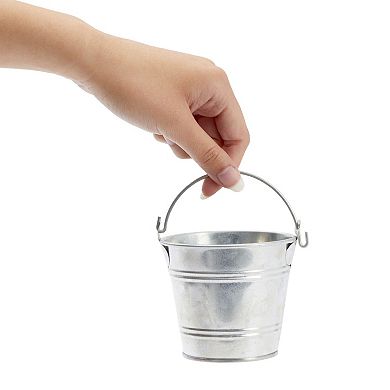 6 Pack Small Metal Buckets With Handles, Galvanized Pails For Centerpieces, 3 In