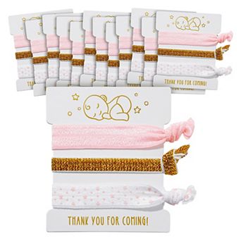 24-pack Elastic Hair Ponytail Holder, Baby Shower Favors For Guests (2 Sizes)