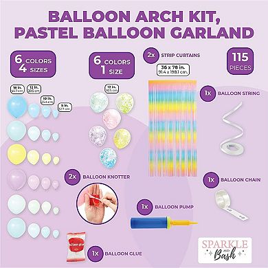 Balloon Kit For Arch Pastel Garland, Fringe Curtain (218 Pieces)