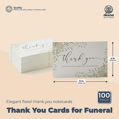 Sympathy Thank You Postcards, Blank (4 X 6 Inches, 100 Pack)
