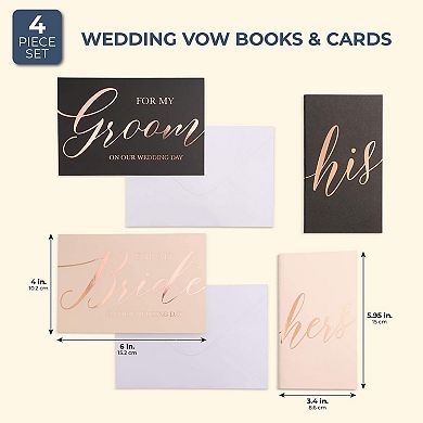 6 Pieces Wedding Vow Books, His And Hers Cards With Envelopes, 30 Pages Each