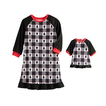 Toddler Girl Jammies For Your Families® Winter Plaid Nightgown & Matching Doll Gown