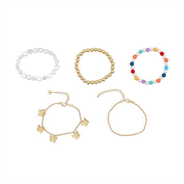 Girls Limited Too 5-Piece Bracelet Set - Gold Butterfly