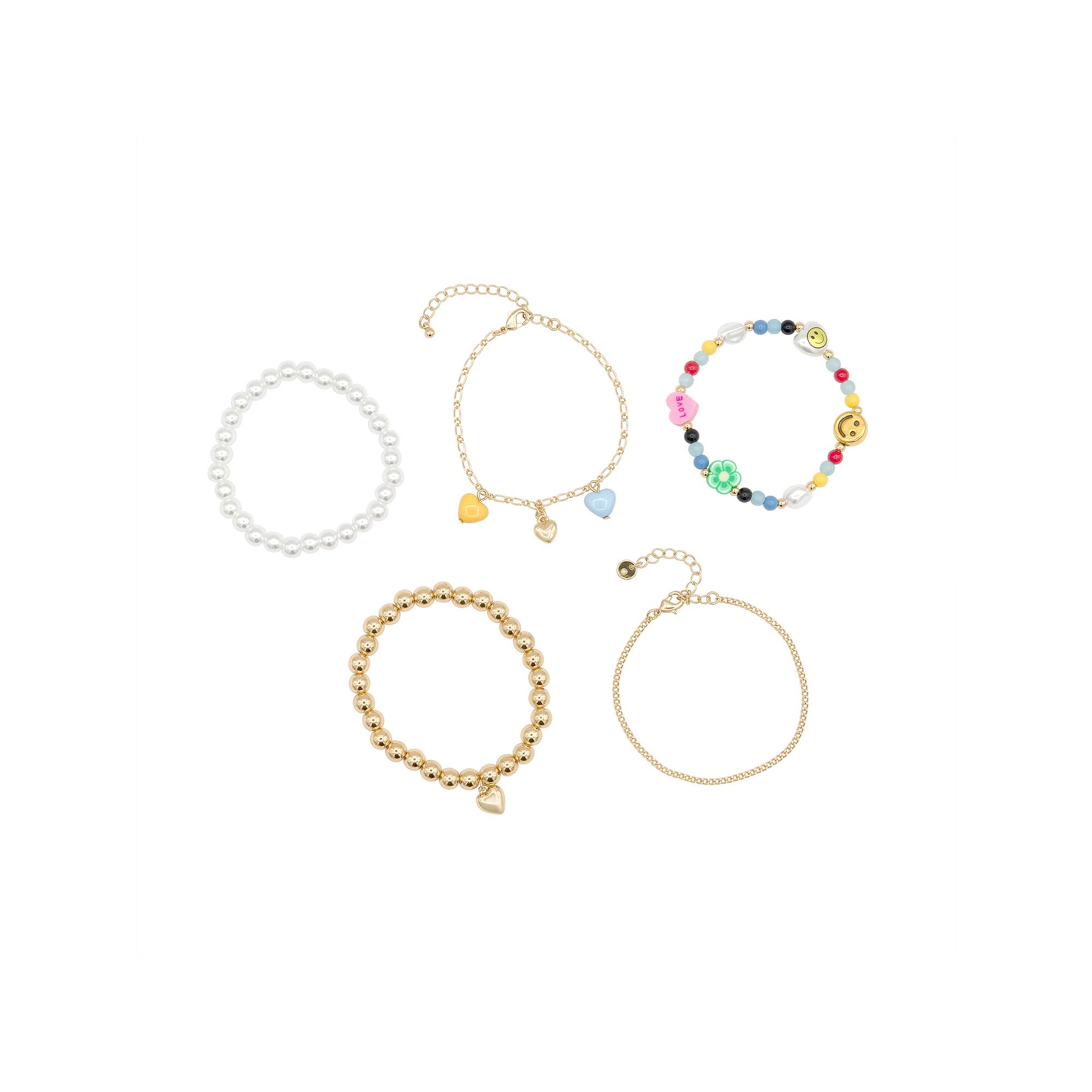 Girls Limited Too 5-Piece Bracelet Set, Girls, Hearts Smiley