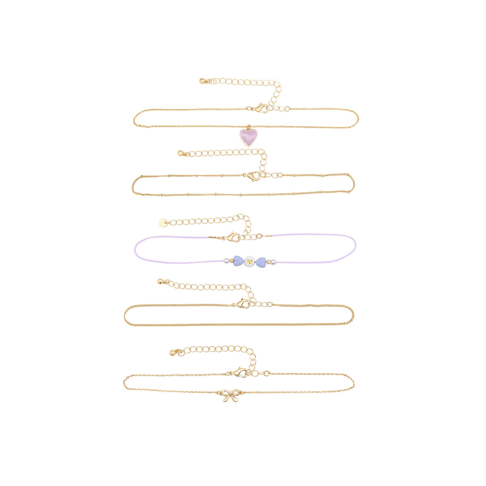 Girls Limited Too 5-Piece Choker Necklace Set, Girls, Gold