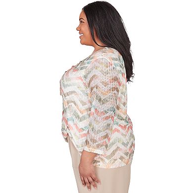 Plus Size Alfred Dunner Textured Chevron Top with Twist Detail