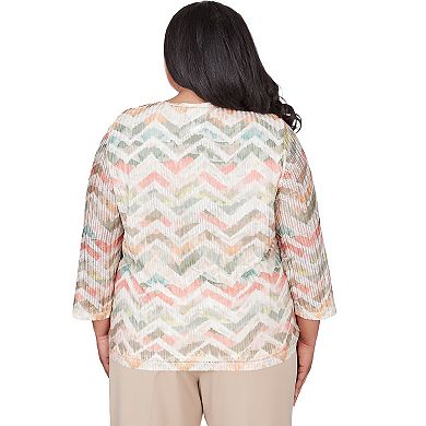 Plus Size Alfred Dunner Textured Chevron Top with Twist Detail