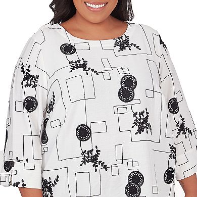 Plus Size Alfred Dunner Black & White Geometric Top