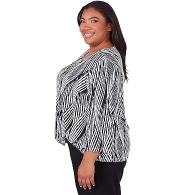 Plus Size Alfred Dunner Swirl Top With Necklace