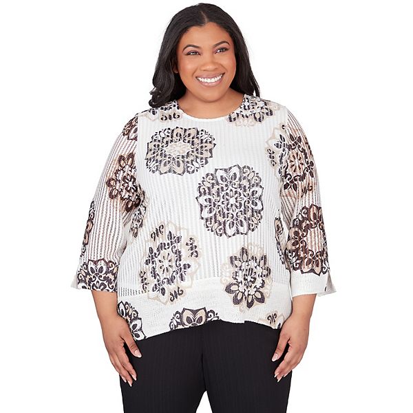 Plus Size Alfred Dunner Medallion Textured Top