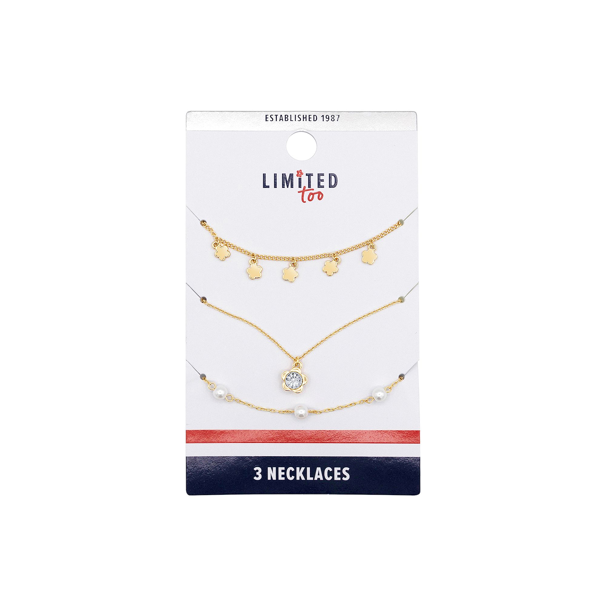 Girls Limited Too 3-Piece Necklace Set, Girls, Gold Flower