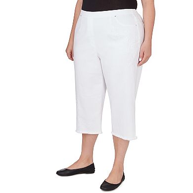 Plus Size Alfred Dunner Embroidered Capris with Fringe Hem