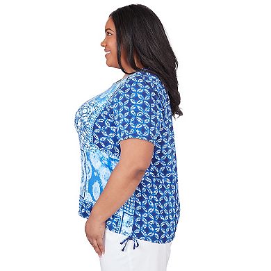 Plus Size Alfred Dunner Patchwork Ikat Top with Side Ruching