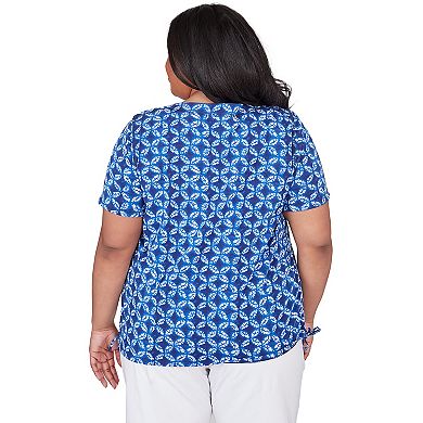 Plus Size Alfred Dunner Patchwork Ikat Top with Side Ruching