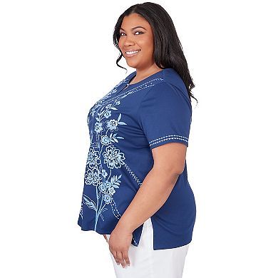 Plus Size Alfred Dunner Monotone Embroidery Top