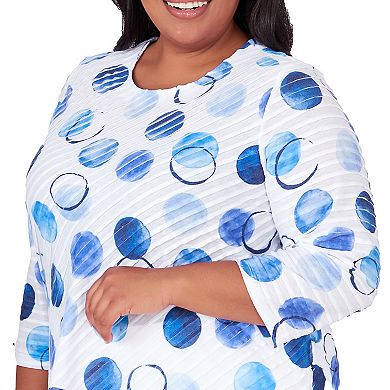Plus Size Alfred Dunner Dotted Three Quarter Sleeve Top