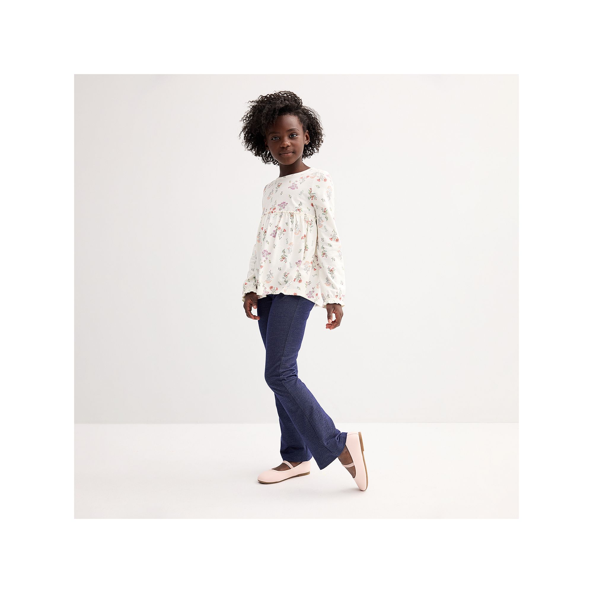 Girls 4-8 Carters 2-Piece Floral Long-Sleeve Top & Pull-On Flare Pant Set,
