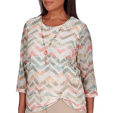 Women's Alfred Dunner Textured Chevron Top with Twisted Detail