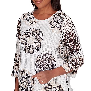Petite Alfred Dunner Medallion Textured Top