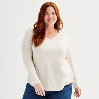 Plus Size Sonoma Goods For Life® Everyday Long Sleeve V-Neck Tee