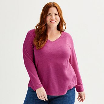 Plus Size Sonoma Goods For Life® Everyday Long Sleeve V-Neck Tee