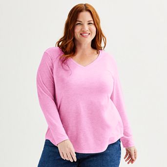 Plus Size Sonoma Goods For Life® Everyday Long Sleeve V-Neck Tee