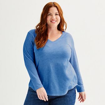 Plus Size Sonoma Goods For Life® Everyday Long Sleeve V-Neck Tee