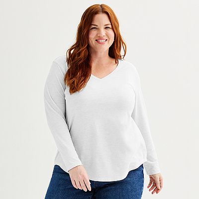 SONOMA life + style 100% Cotton Gray Long Sleeve T-Shirt Size 2X (Plus