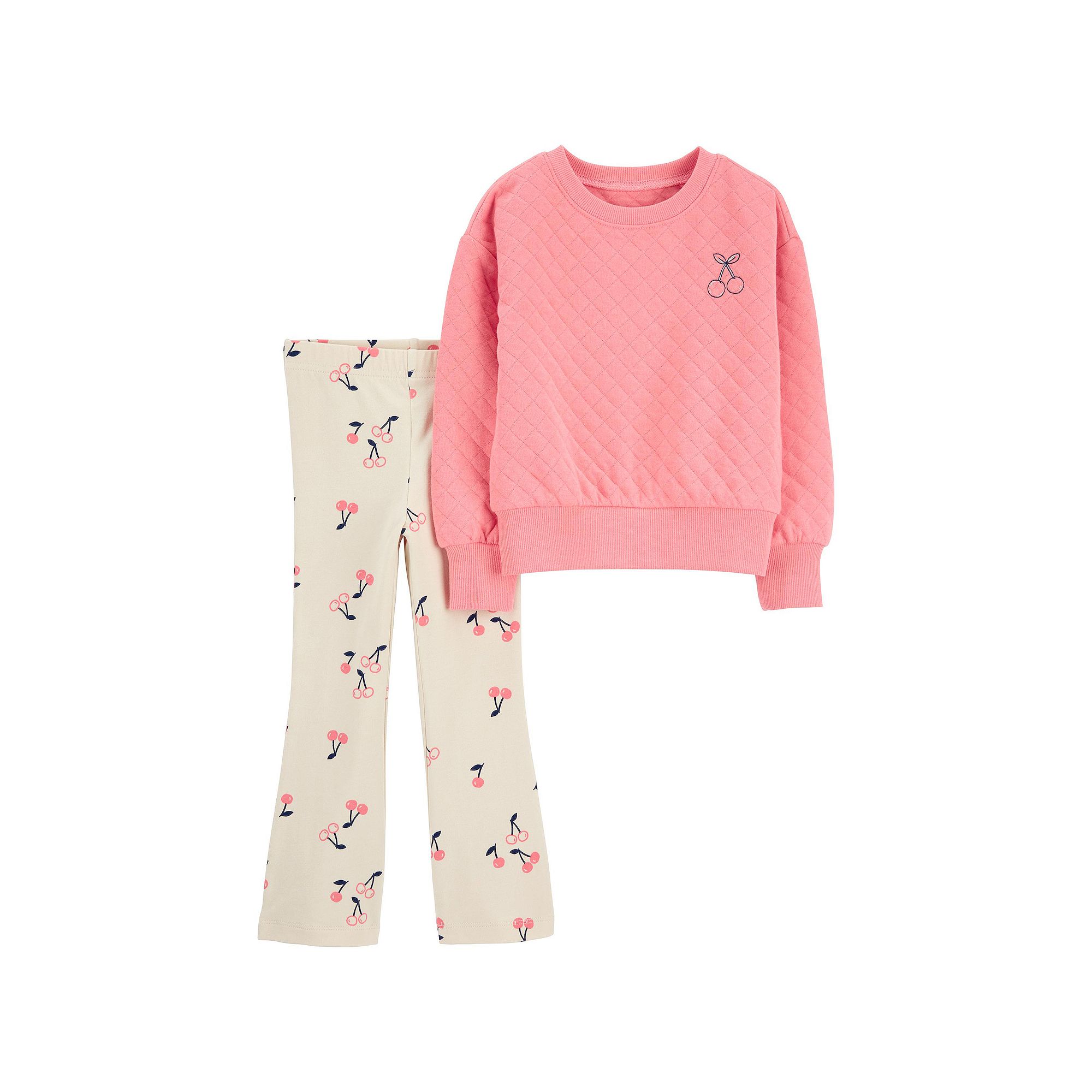 Baby Girl Carters 2-Piece Cherry Doubleknit Pullover & Flare Legging Set, 