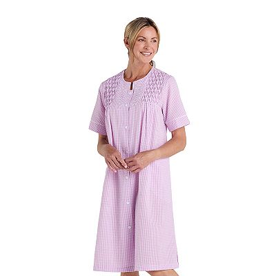 Women's Miss Elaine Essentials Seersucker Short Snap Robe